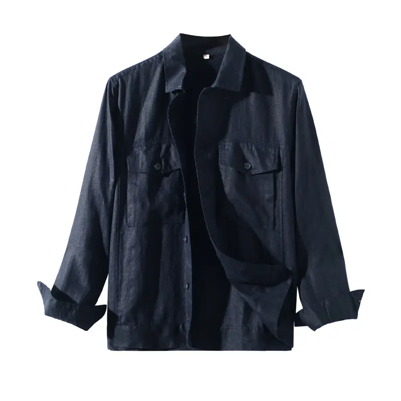 Mens Linen Shirt New Loose Long Sleeve Youth Casual Jacket Lightweight Breathable Summer Top Oversized Streetwear