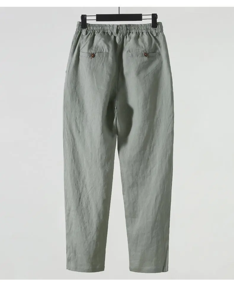 Mens Summer Pants Thin Loose Plus Size Cropped Chinese Style Slacks Breathable Casual Comfortable Lightweight Trousers