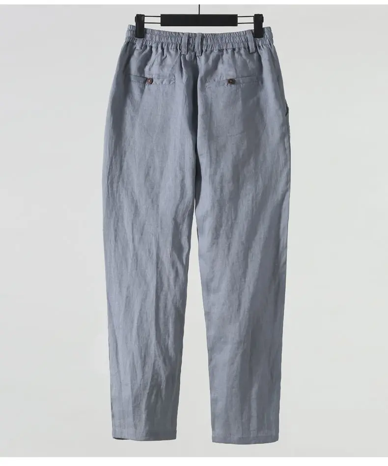Mens Summer Pants Thin Loose Plus Size Cropped Chinese Style Slacks Breathable Casual Comfortable Lightweight Trousers