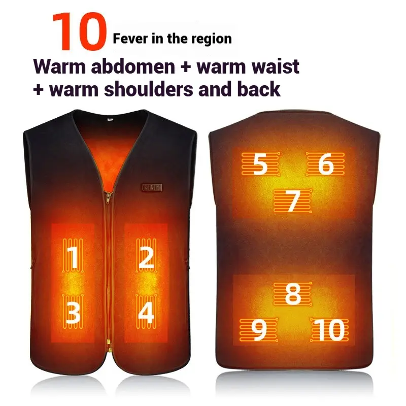 Mens USB Electric Heating Vest Intelligent Dual Control Self Heating V Neck Clip Jacket Winter Warm Charging Clothes