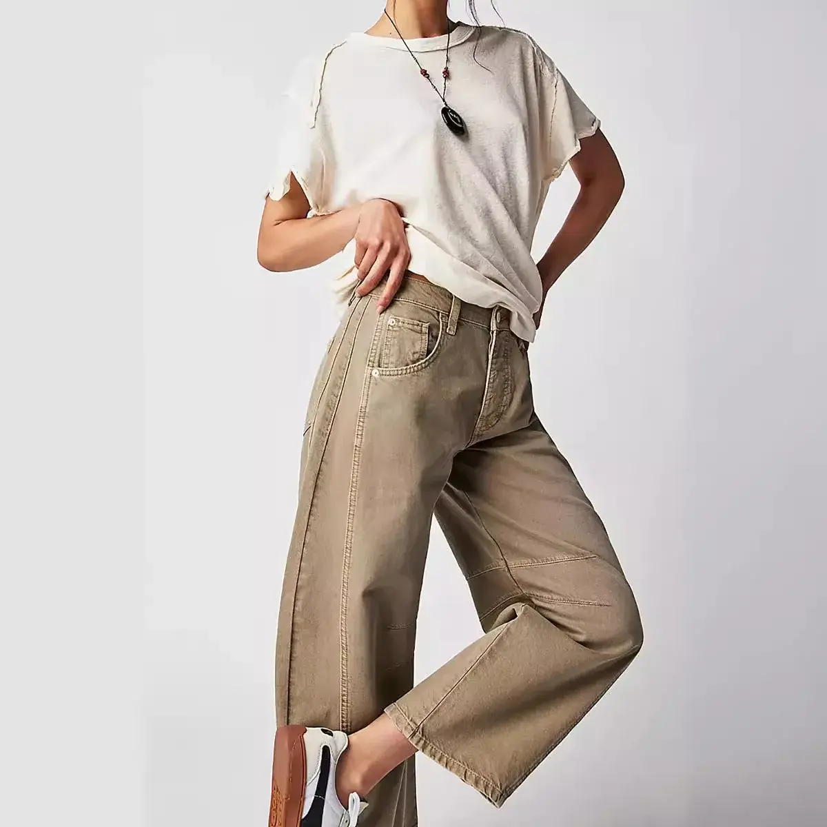 Mom Jeans Denim Women Wide Leg Pants Ankle Length Washing Pockets Mid Waist Distressed Y2k Streetwear High Street Loose 2025