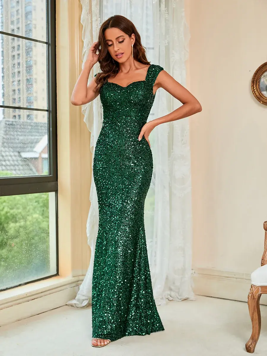 Sequin Party Dress Women Elegant Fearther Sexy One Shoulder Golden Slit Long Dresses High Waist Evening Club Bodycon Vestidos