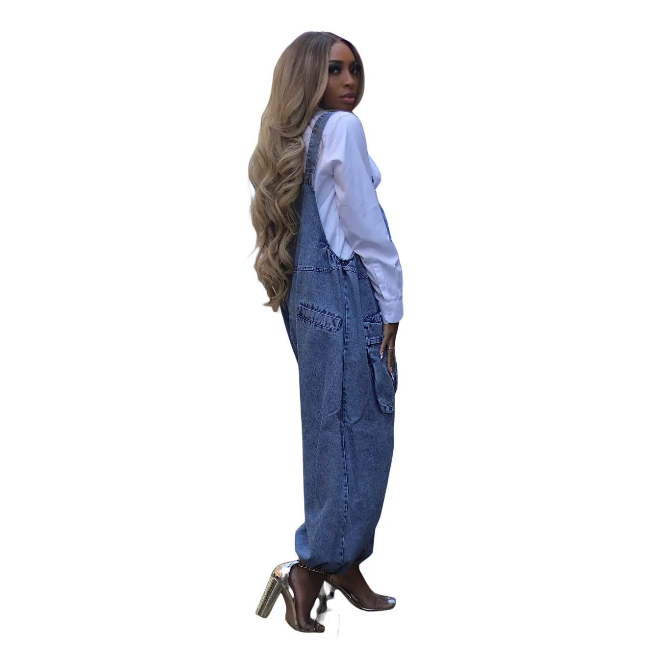 Women Jumpsuits Suspenders Jeans Pant One Piece Demin Overalls Y2k Streetwear Wide Leg Long Pant Casual Loose Rompers Mom