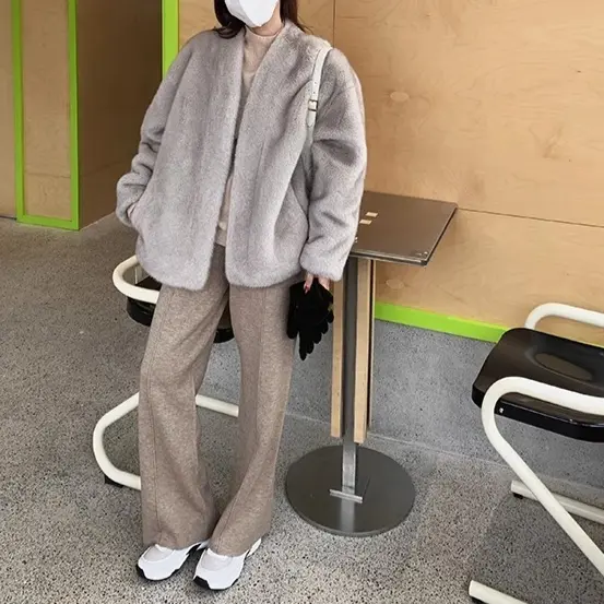 Women Faux Fur Coats Mid Length Coat Thick Warm Y2k Streetwear Elegant Splice Open Stitch Outerwear 2025 Autumn Winter Jackets