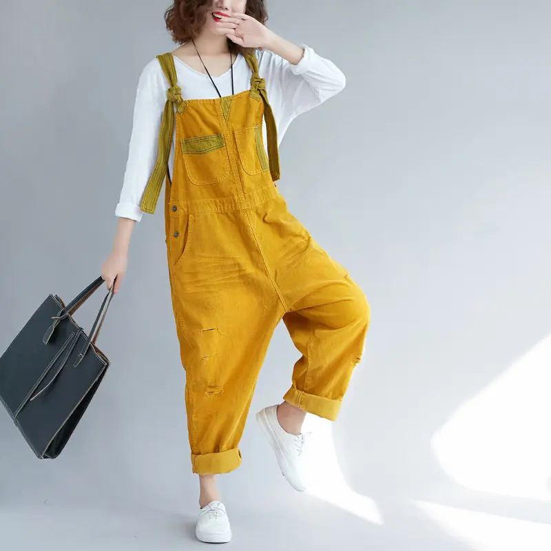 Jumpsuits Women Causal One Piece Suspenders Overalls Long Pants High Waist Rompers Y2k Streetwear Hole Work 2025 Summer