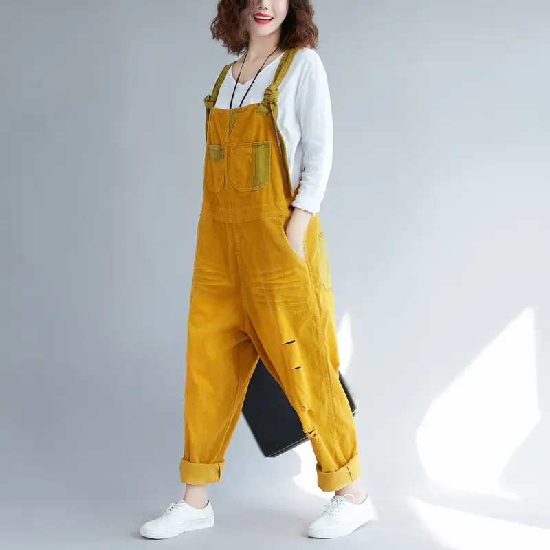 Jumpsuits Women Causal One Piece Suspenders Overalls Long Pants High Waist Rompers Y2k Streetwear Hole Work 2025 Summer