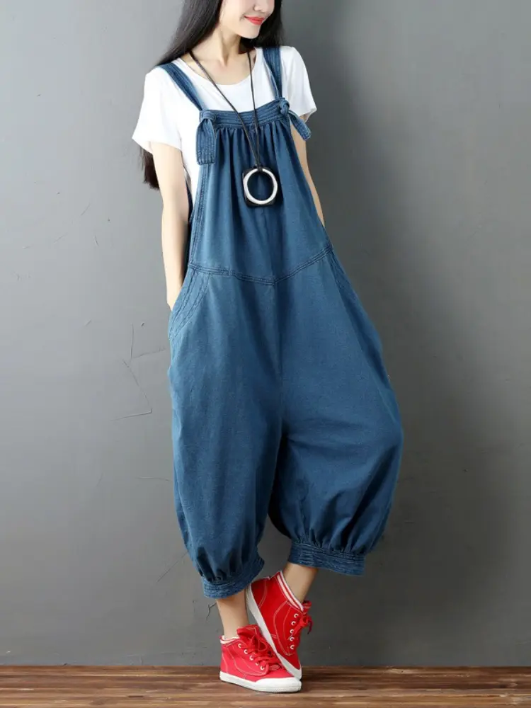 Jumpsuits Women Denim One Piece Mom Jeans Overalls Wide Leg Long Pants High Waist Rompers Y2k Streetwear Work Casual 2025