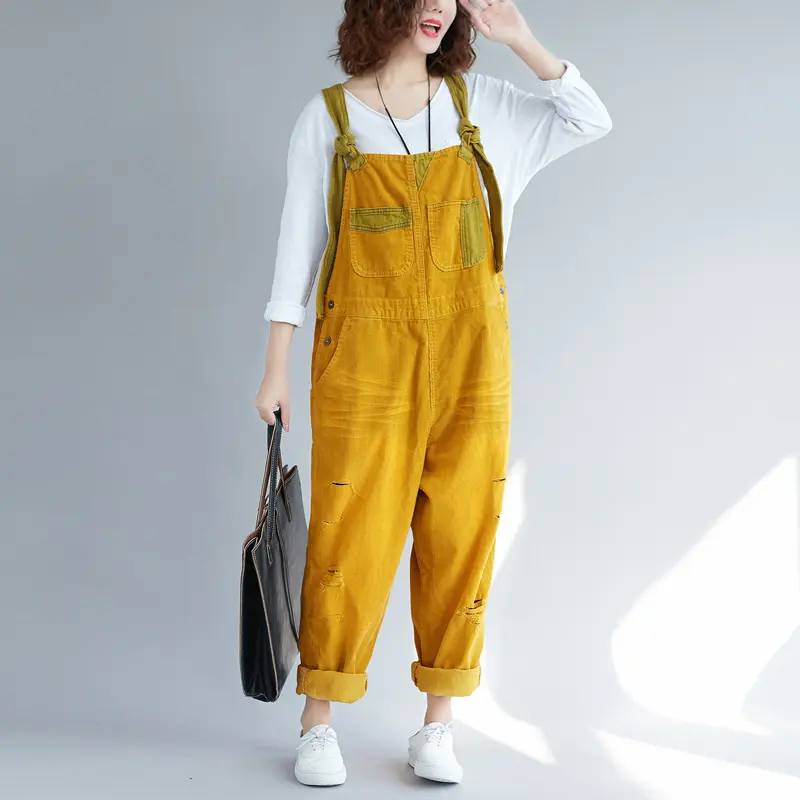 Jumpsuits Women Causal One Piece Suspenders Overalls Long Pants High Waist Rompers Y2k Streetwear Hole Work 2025 Summer