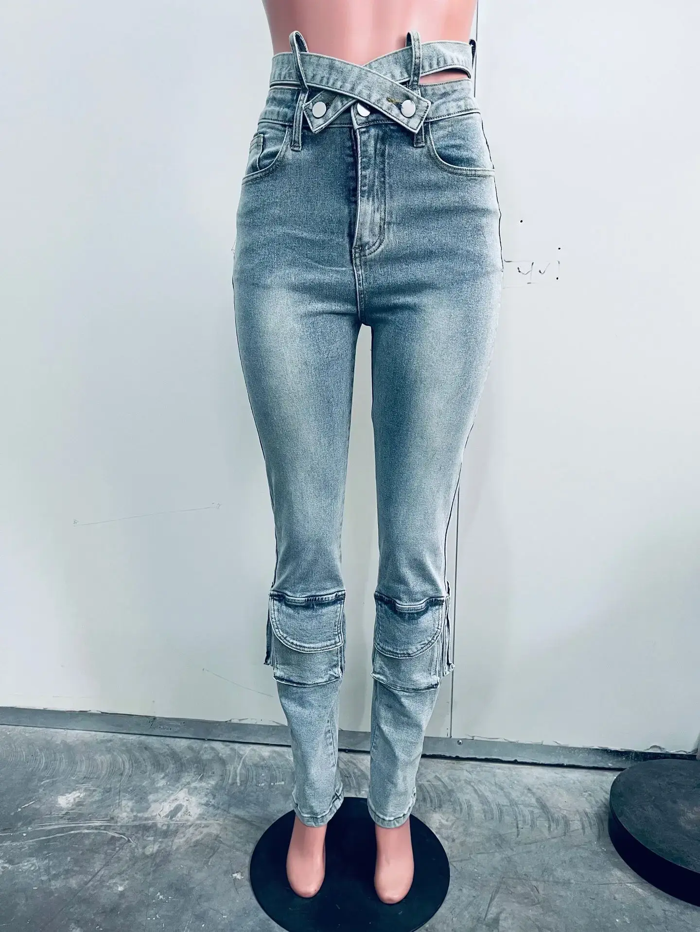Jeans Women Denim Straight Pants Streetwear Mom Full Length High Waist Multiple Pockets Distressed Washed 2025 Vintage Trousers
