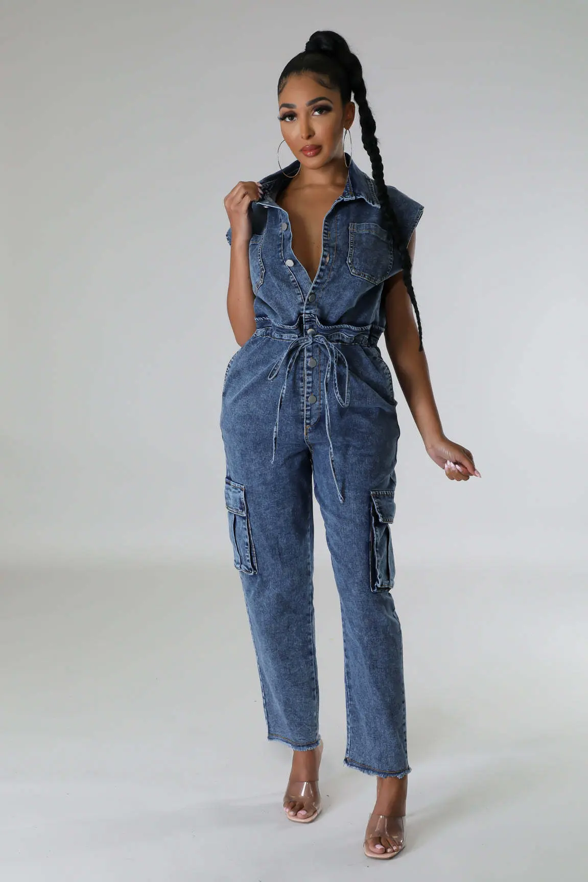 Demin Overalls Women Slim Fit Jumpsuits Sleeveless One Piece Long Pants Mom Jeans High Waist Y2k Club Party Casual Rompers