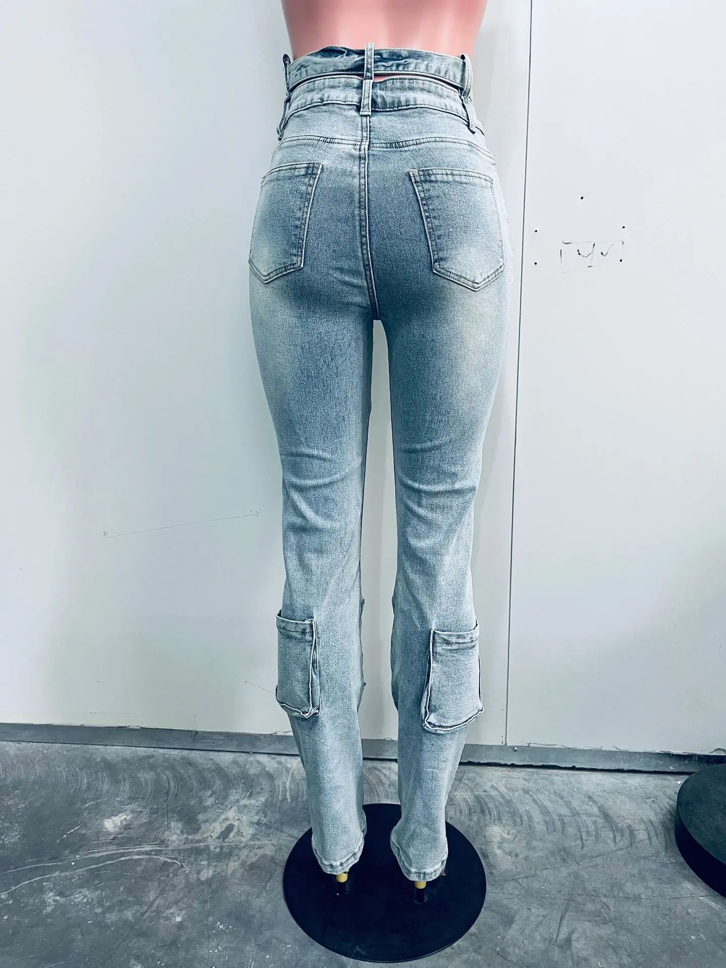 Jeans Women Denim Straight Pants Streetwear Mom Full Length High Waist Multiple Pockets Distressed Washed 2025 Vintage Trousers