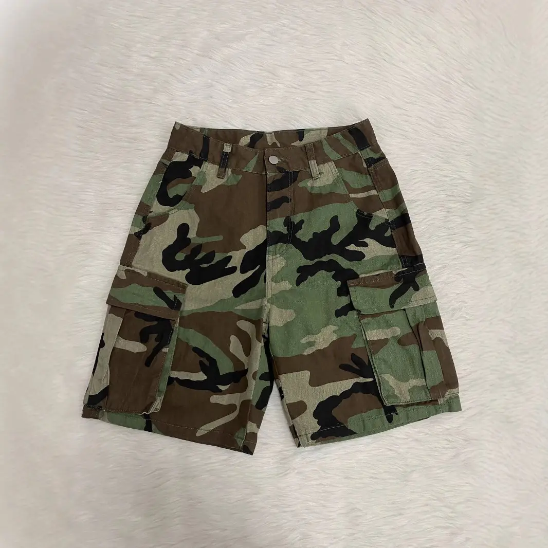 Long Pant Women Camouflage Knee Length Pants High Waist Straight Trousers Y2k Streetwear Casual Loose Club Splice Summer 2025