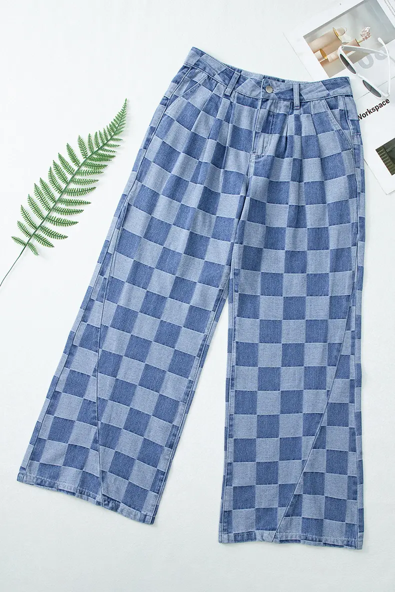 Denim Pant Women Mom Jeans Wide Leg Long Pants Casual Loose High Waist Straight Trousers Y2k Streetwear Splice Punk Club 2025