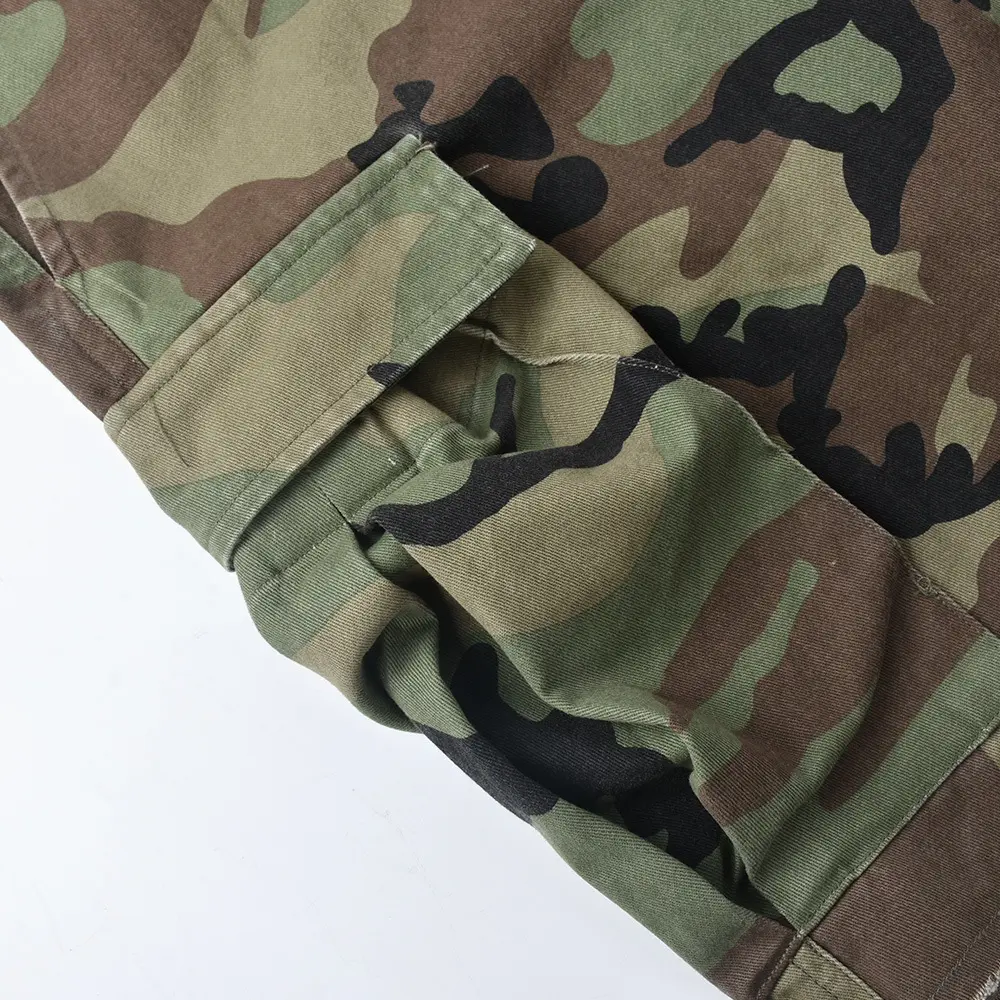 Long Pant Women Camouflage Knee Length Pants High Waist Straight Trousers Y2k Streetwear Casual Loose Club Splice Summer 2025