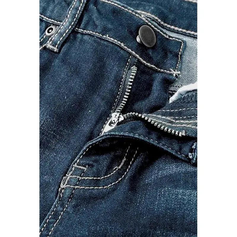 Mid Waist Flared Jeans Women Button Casual Straight Leg Pants New 2023 Summer Pocket Hole Female Loose Office Lady Slim Pants