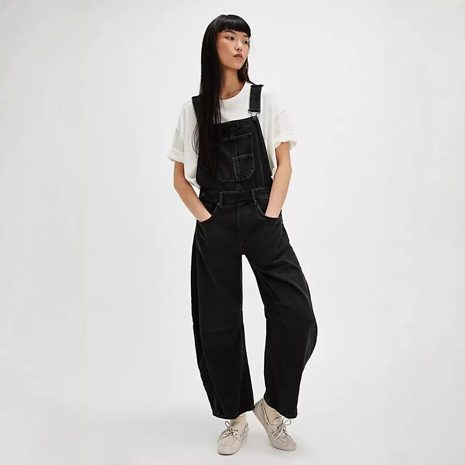 Jeans Women Denim Cargo Pants Wide Leg Long Pant Jumpsuit Y2k Streetwear Button Pocket Casual Straight Trousers Overalls