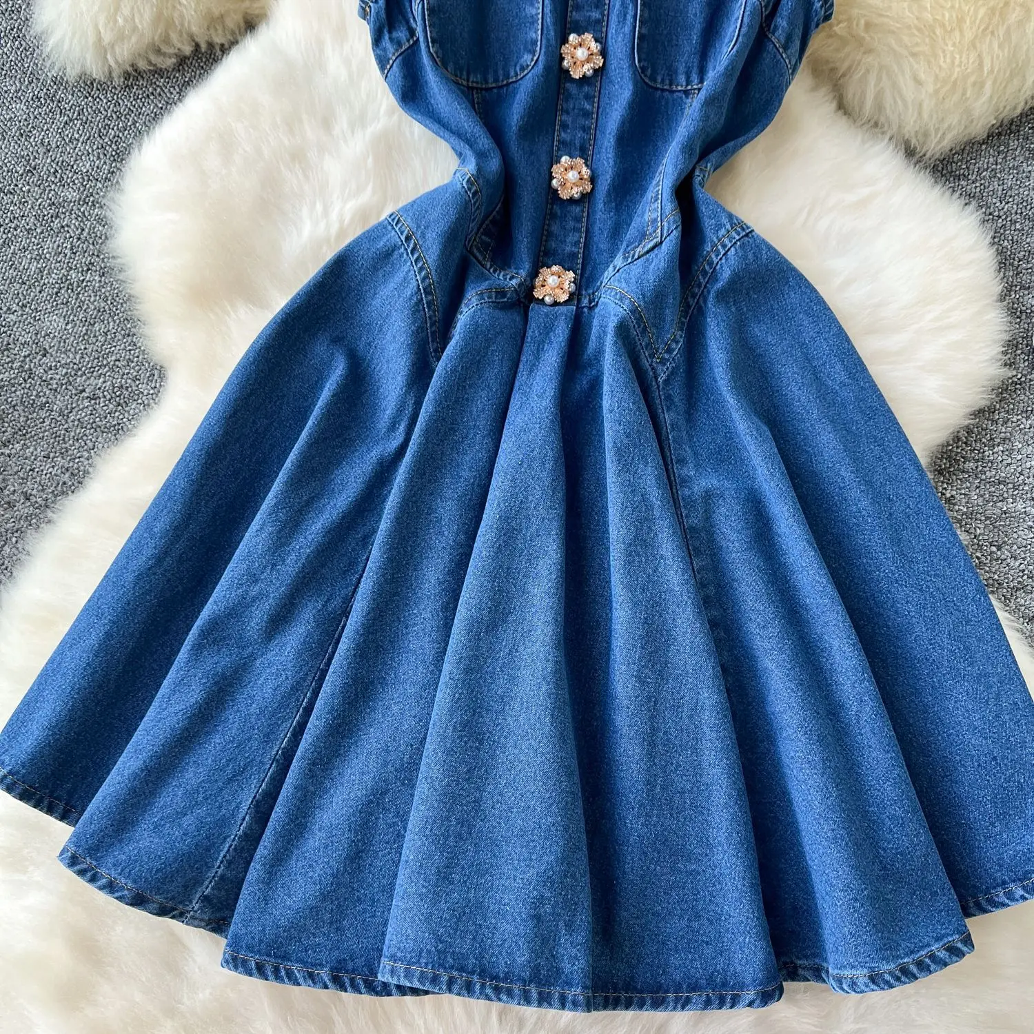 Mini Dress Women Denim Vest Dresses A Line Vestidos Mom Jeans Sleeveless Elegant Y2k High Waist Party Club Single Breasted 2025
