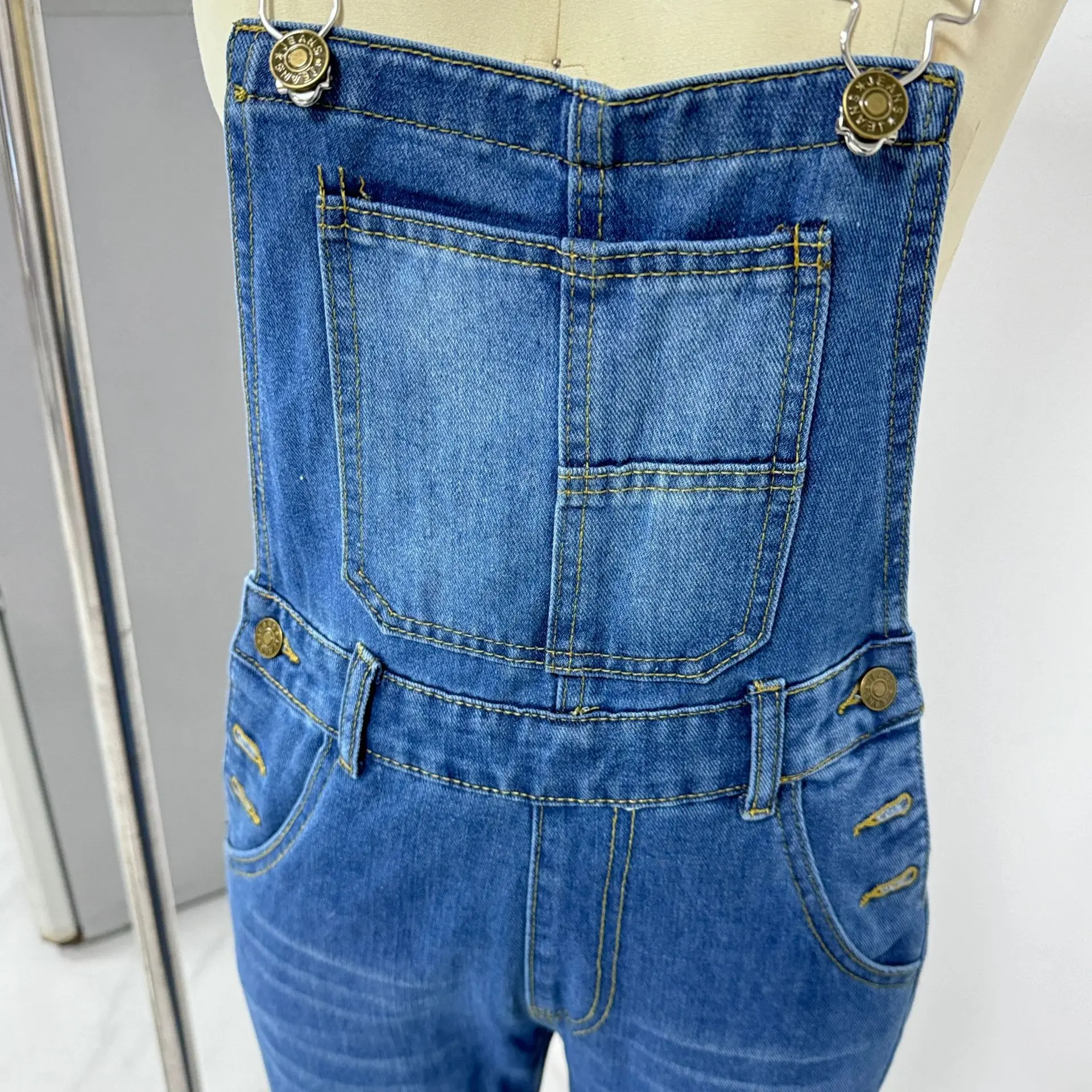 Jeans Women Denim Cargo Pants Wide Leg Long Pant Jumpsuit Y2k Streetwear Button Pocket Casual Straight Trousers Overalls