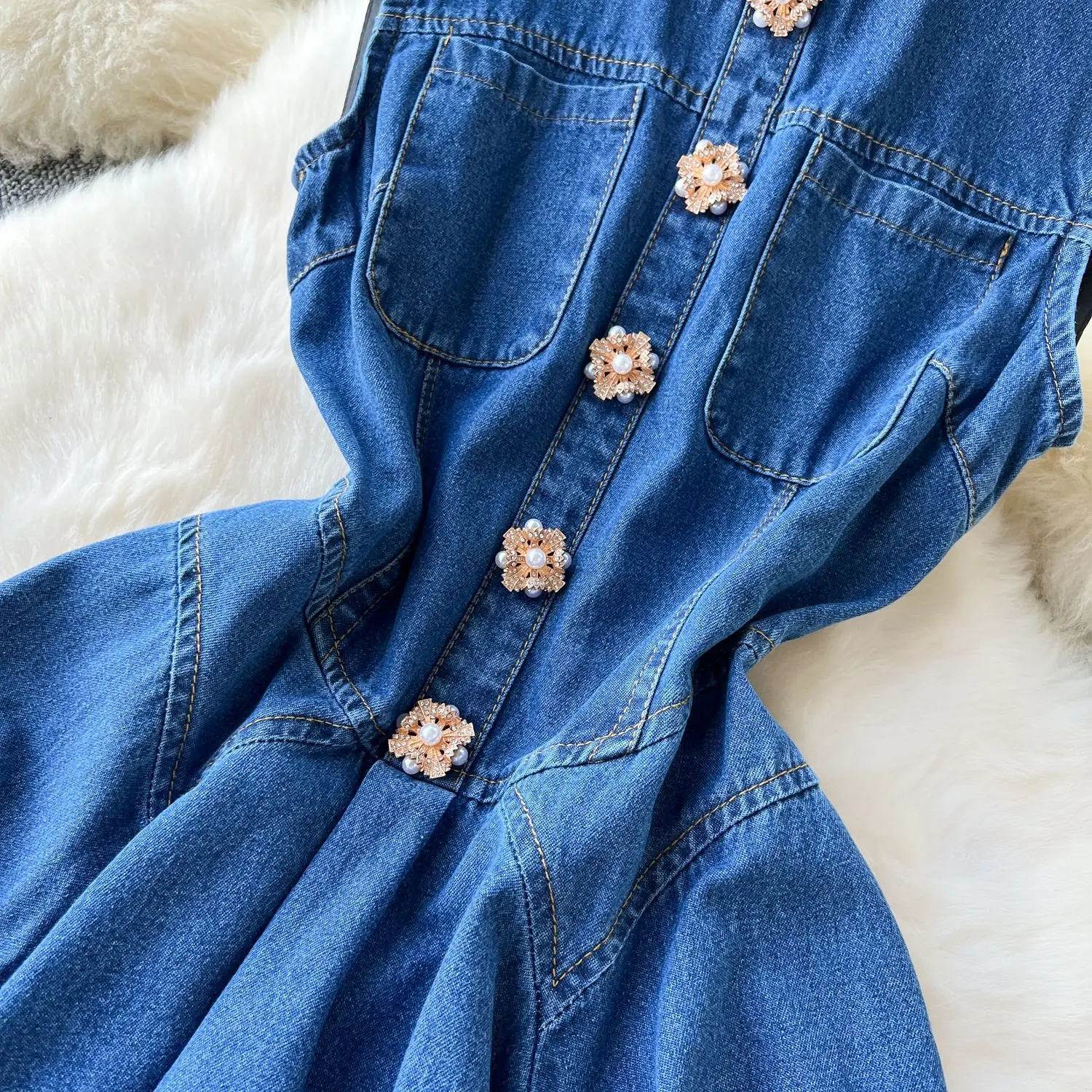 Mini Dress Women Denim Vest Dresses A Line Vestidos Mom Jeans Sleeveless Elegant Y2k High Waist Party Club Single Breasted 2025
