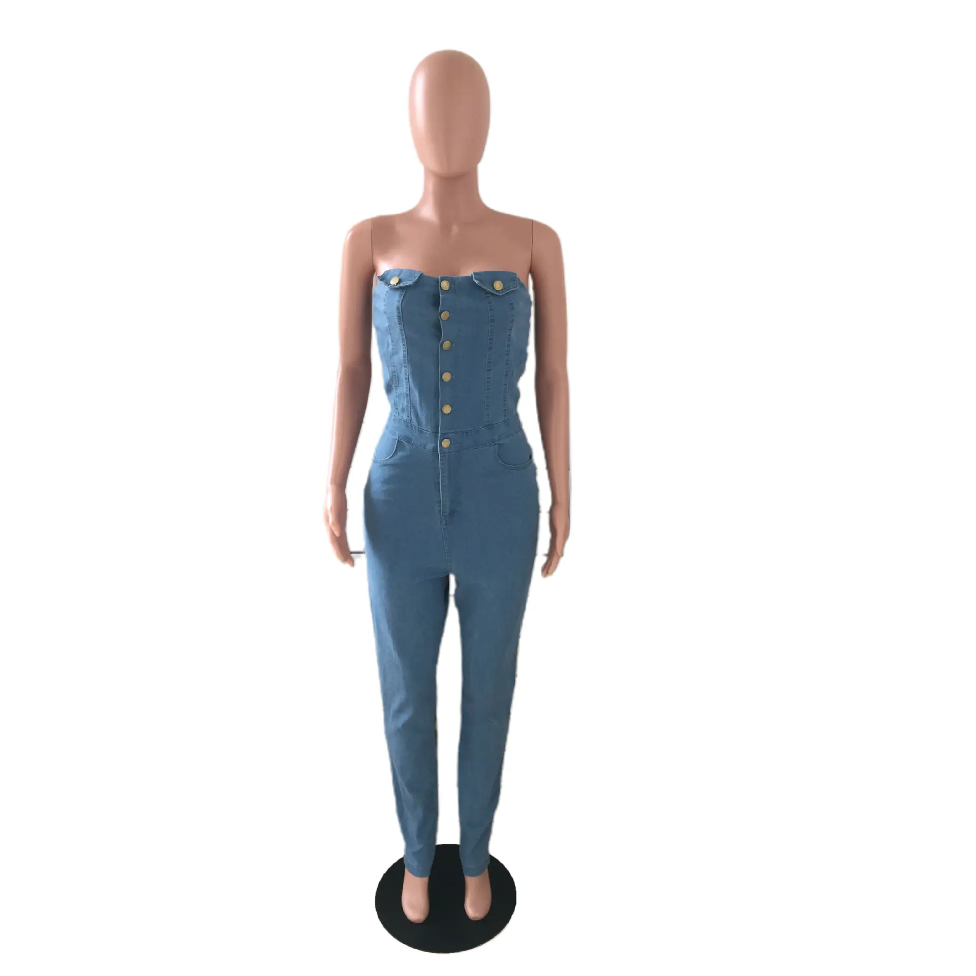 Jumpsuits Women Bodycon One Piece Long Pants Strapless Sleeveless Overalls Sexy Streetwear Y2k Party Club Slim Rompers Mom Jeans