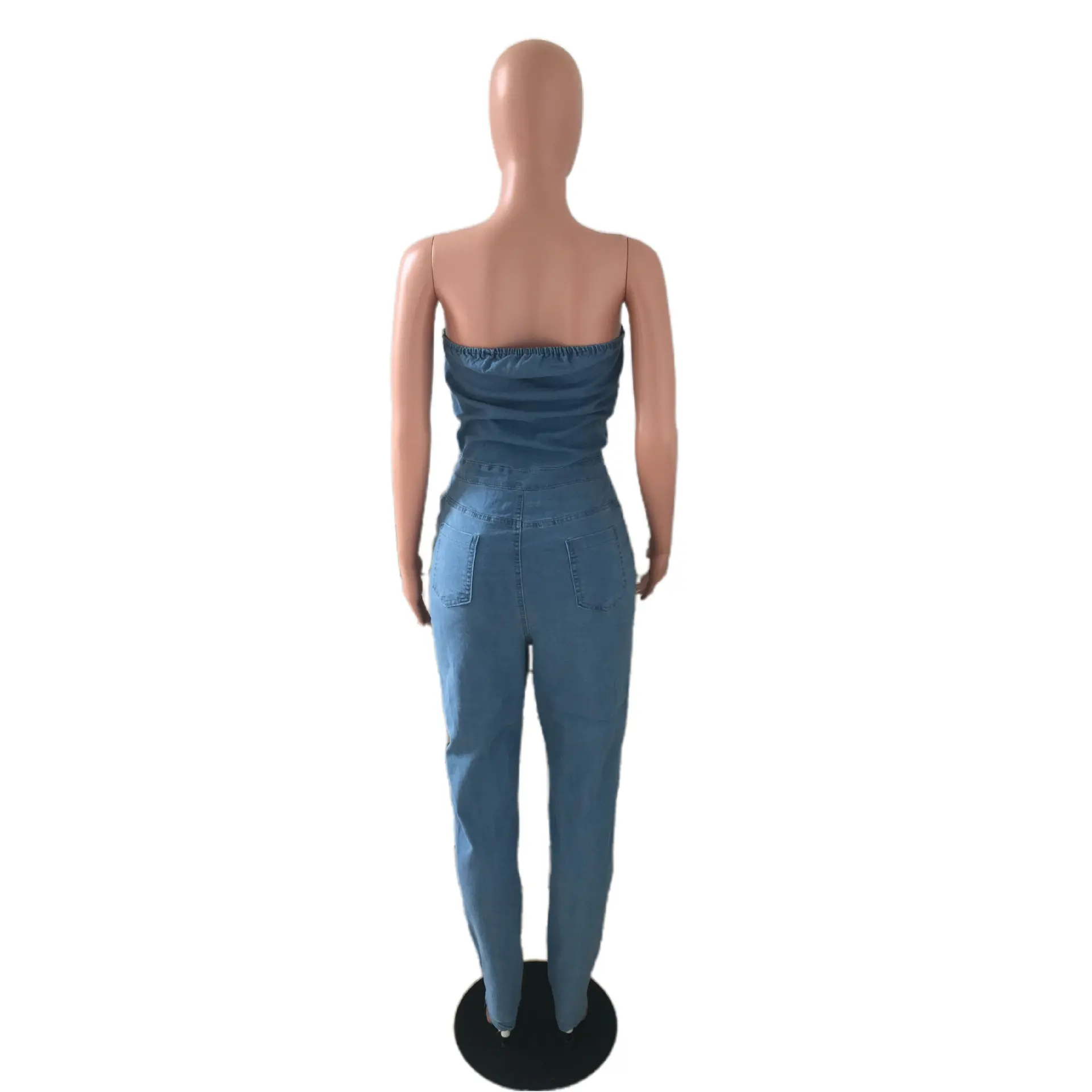 Jumpsuits Women Bodycon One Piece Long Pants Strapless Sleeveless Overalls Sexy Streetwear Y2k Party Club Slim Rompers Mom Jeans