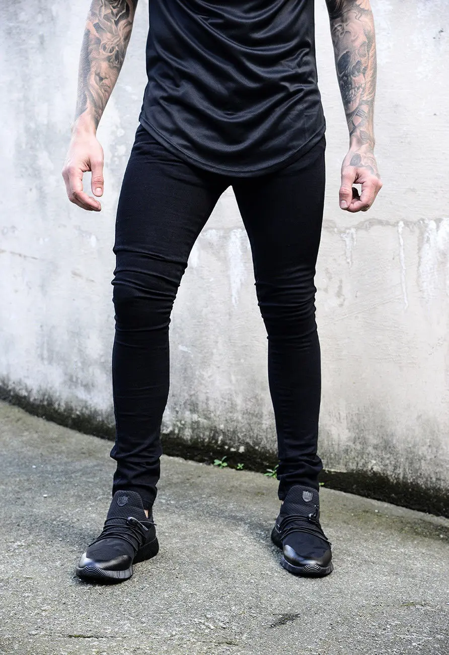 Men Jeans Denim Pencil Pants High Waist Solid Color Washing Slim Fit Pockets Slight Strech Ankle Length Pant Casual 2024