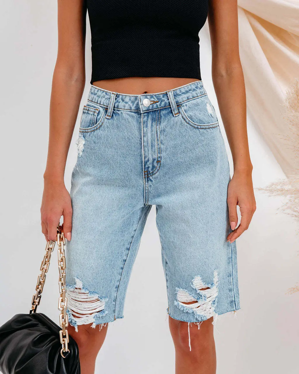 Jeans Denim Pant Women Knee Length Pants Pockets High Waist Casual Straight Trousers Y2k Streetwear Mom Club Summer 2025