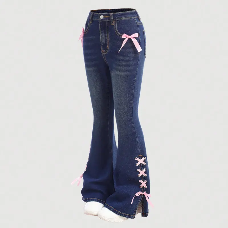 Denim Pant Women Jeans Wide Leg Long Pants Slim Mom Jeans High Waist Straight Trousers Y2k Streetwear Elegant Splice Club