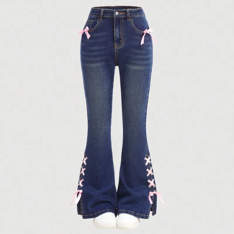 Denim Pant Women Jeans Wide Leg Long Pants Slim Mom Jeans High Waist Straight Trousers Y2k Streetwear Elegant Splice Club