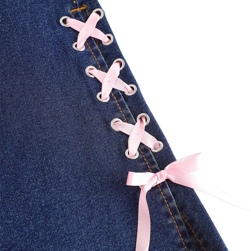Denim Pant Women Jeans Wide Leg Long Pants Slim Mom Jeans High Waist Straight Trousers Y2k Streetwear Elegant Splice Club
