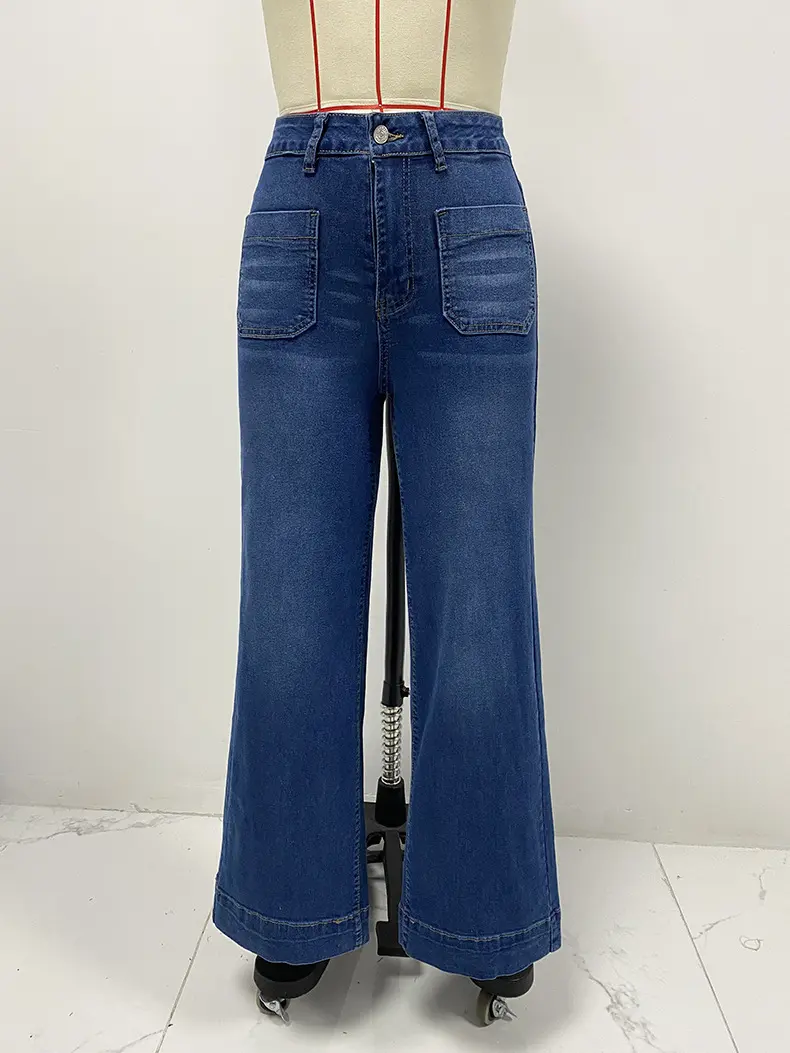 Denim Pant Women Jeans Wide Leg Long Pants Slim Mom Jeans High Waist Straight Trousers Y2k Streetwear Elegant Temperament
