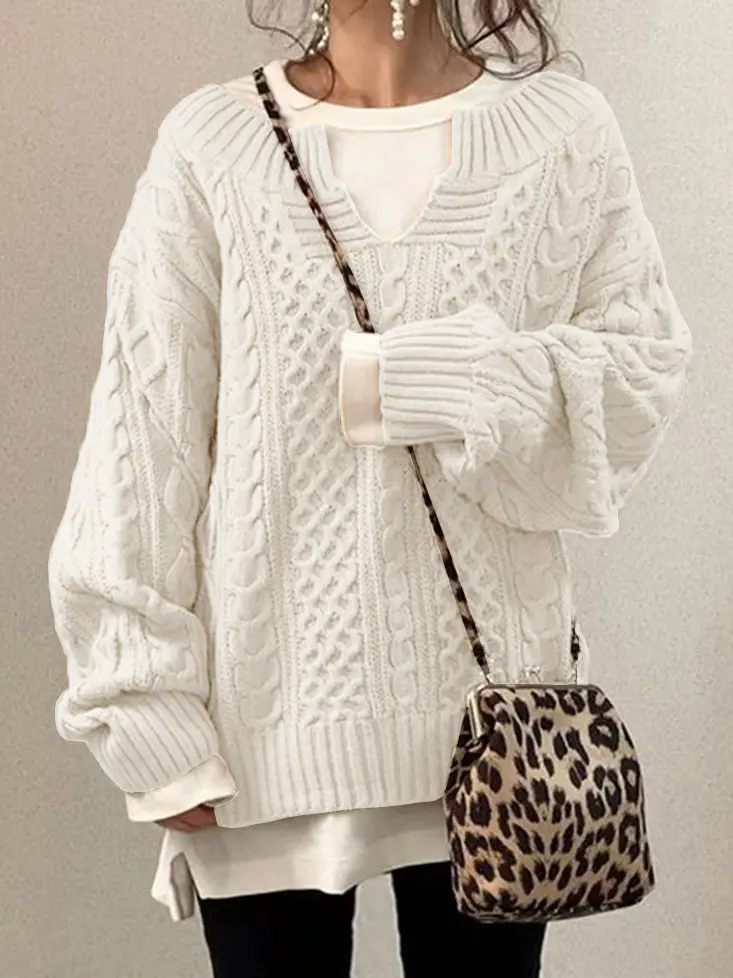 Women Pullovers Knit Sweater Warm Long Sleeve Half Open Collar Tops Knitted Sweater Retro Office Lady Jumpers Autumn Winter