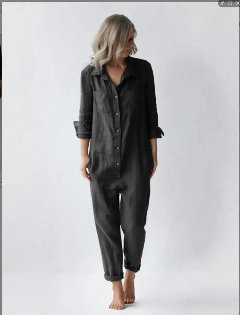Cotton Jumpsuit Women Sexy Vintage Romper Long Pants Slim Bodycon Jumpsuits Long Sleeve Streetwear Green Y2k Casual Cargo Pants
