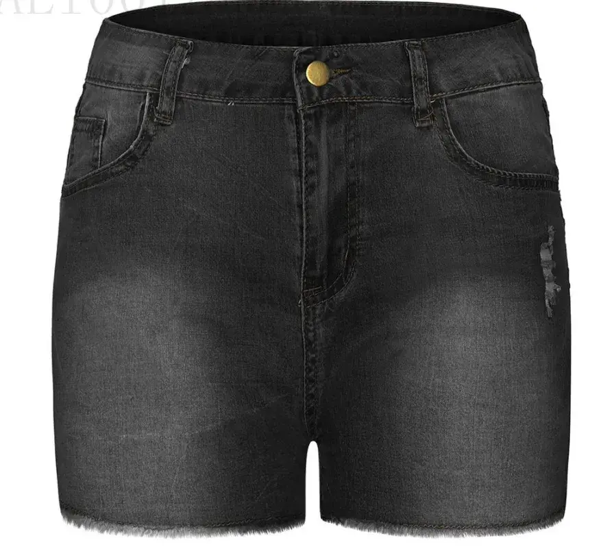 Shorts Denim Washed Women Jeans Tassel Solid High Waist Pockets Sexy Skinny Distressed 2025 Vintage Streetwear Spliced