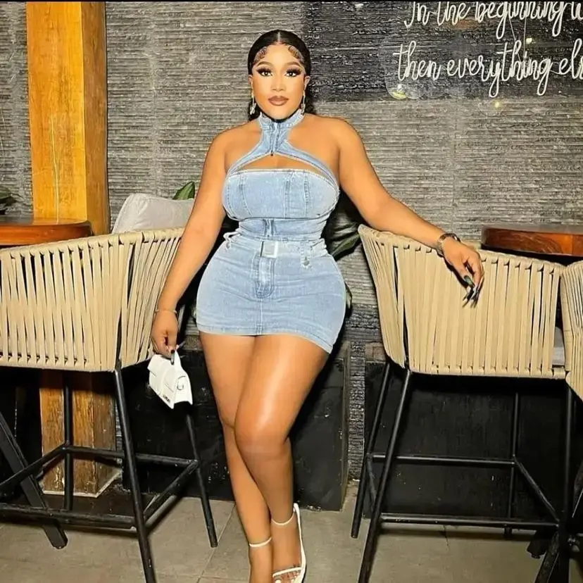 Denim Dress Sets Mini Wrap Buttocks Dress Slim Sheath Bodycon Two Pieces Sashes Sexy Pullover Tops Washed High Street Spliced