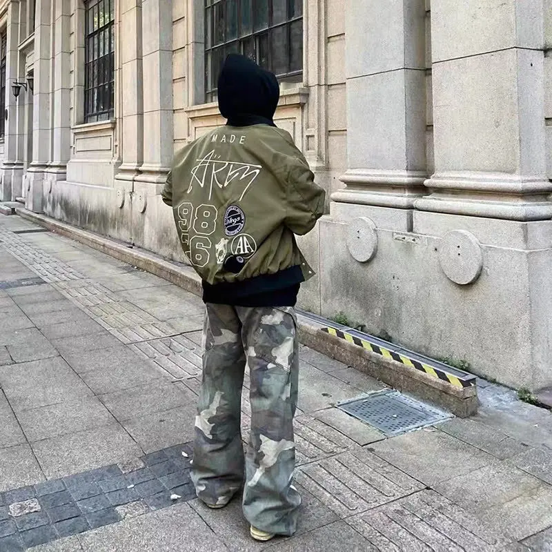Cargo Pants Women Wide Leg Long Pants Camouflage High Waist Straight Trousers Y2k Streetwear Capris Casual Mom Jeans 2025 Spring
