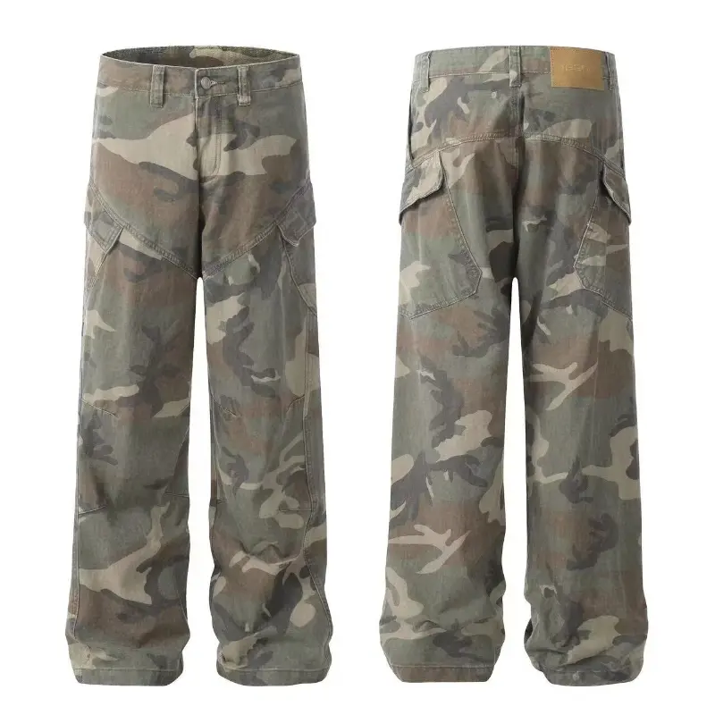 Cargo Pants Women Wide Leg Long Pants Camouflage High Waist Straight Trousers Y2k Streetwear Capris Casual Mom Jeans 2025 Spring