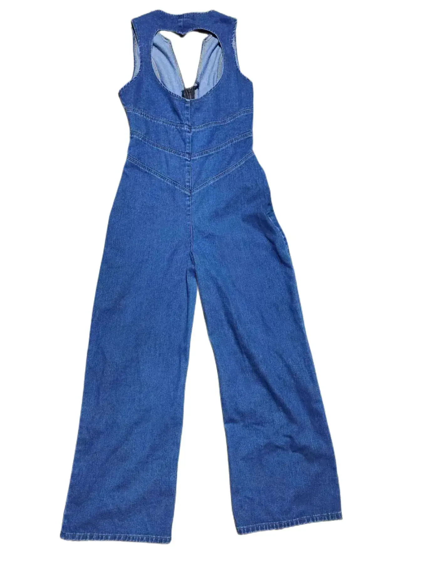 One Piece Denim Jumpsuit Summer New Slim Thin Backless High Waist Overalls Jeans Sleeveless Zipper V Neck Rompers Long Pants