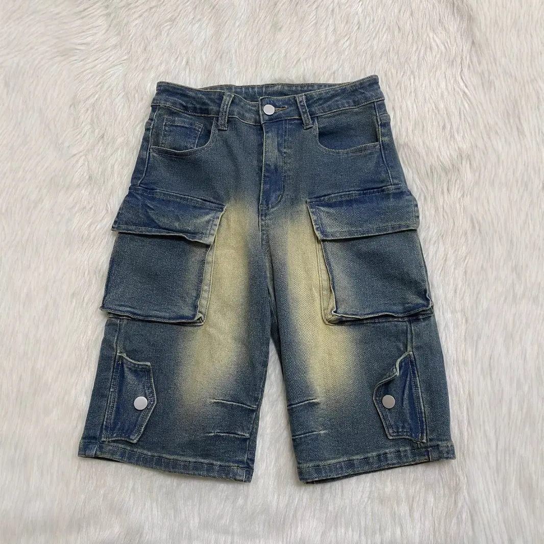 Denim Pant Women Short Jeans Shorts Pants Slim Mom Jeans High Waist Straight Trousers Y2k Streetwear Splice Pockets Casual Punk