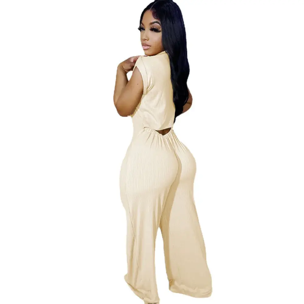 Jumpsuits Women Single Breasted Rompers Overalls High Waist Wide Leg Pants Button One Piece Stand Collar Pockets Y2k Streetwear