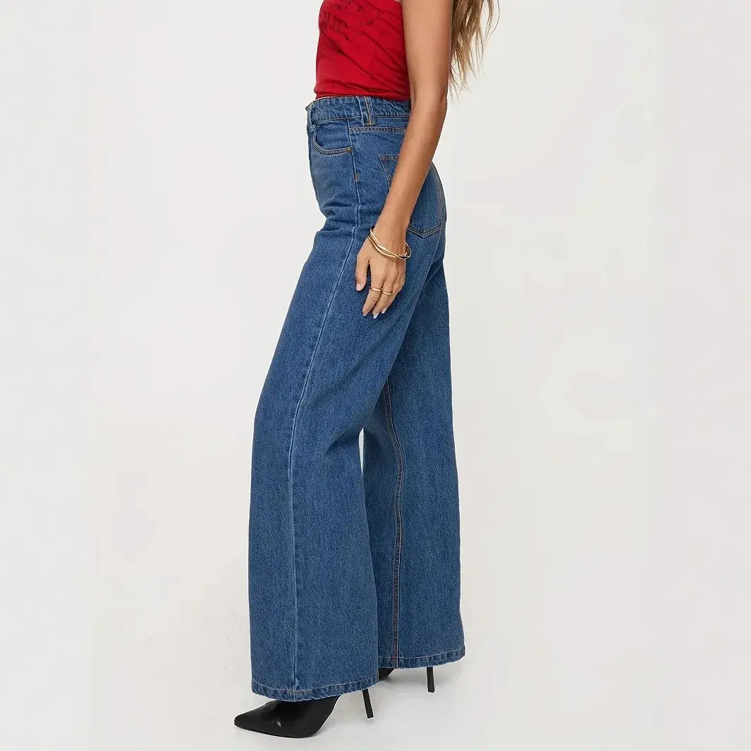Jeans Women Vintage Straight Pants High Waist Washed Distressed Button Pockets 2025 Streetwear Mom Y2k Basis Denims Trousers