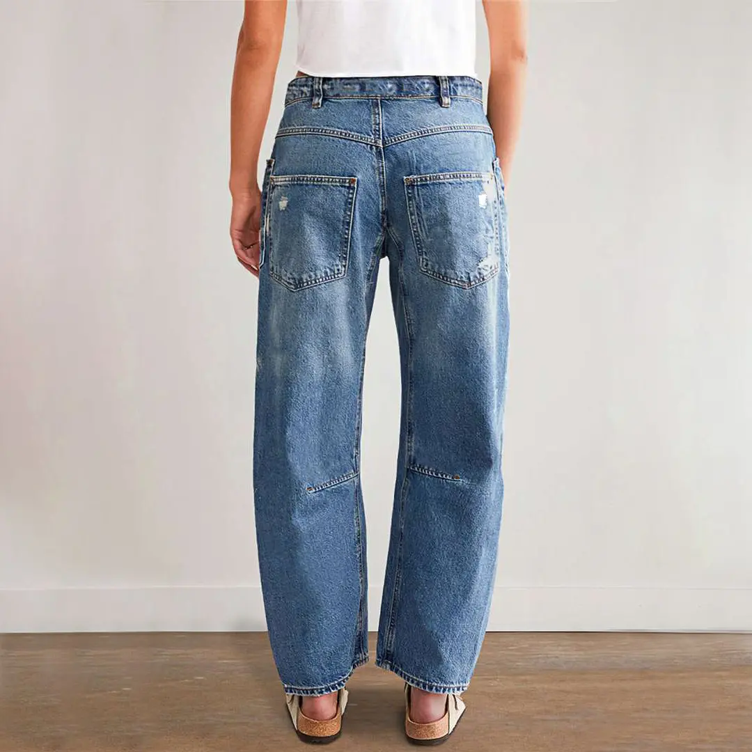 Denim Pant Women Jeans Long Pants Slim Club High Waist Straight Trousers Y2k Streetwear Elegant Causal Splice Work Hole 2025