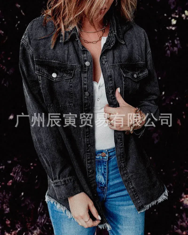 Women Coats Turn Down Collar Jackets Single Breasted Jackets Solid Denim Cardigan Outerwear Pockets Casual Loose Button 2025