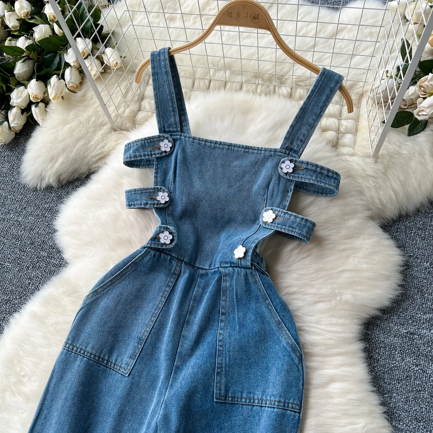 Jumpsuits Women Denim Suspender Jeans One Piece Wide Leg Pants Washed Mom Distressed Pockets Trousers Summer 2025 Streetwear