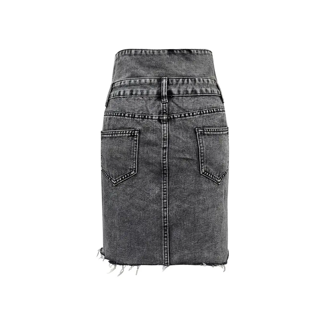 Denim Skirts Women Mid Length Skirt A Line Slim Mom Jeans Button Elegant Splice Y2k Temperament Casual Party Club Summer 2025