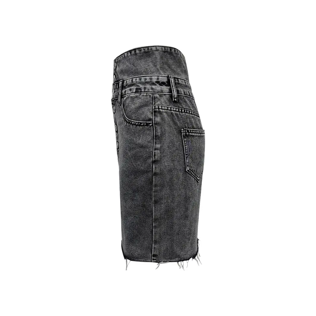 Denim Skirts Women Mid Length Skirt A Line Slim Mom Jeans Button Elegant Splice Y2k Temperament Casual Party Club Summer 2025