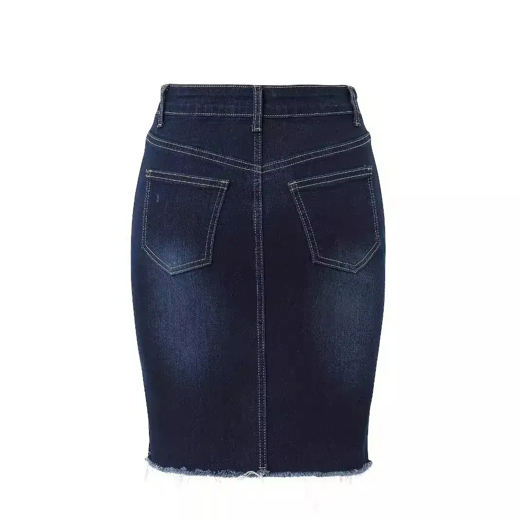 Denim Skirts for Women Sexy Hip Skirt Embroidered Flares Washed Distressed Pockets Slim High Waist 2025 Y2k Mom Jeans Streetwear