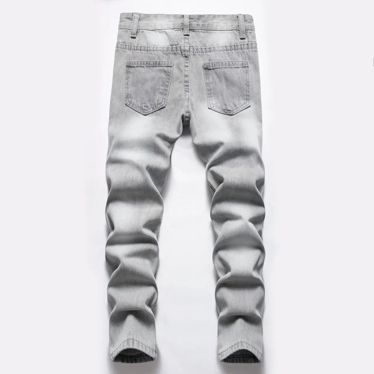 Men Jeans Boys Straight Ripped Children Washed Distressed Pockets Casual Denim Trousers Big Kids Streetwear 2025 Hole Pants