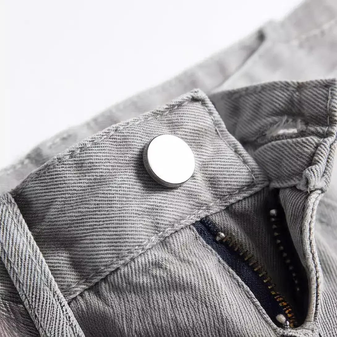 Men Jeans Boys Straight Ripped Children Washed Distressed Pockets Casual Denim Trousers Big Kids Streetwear 2025 Hole Pants