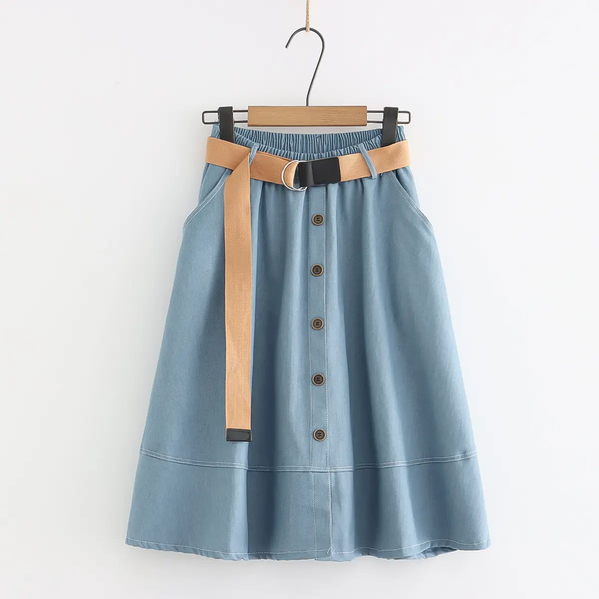 Denim Skirts Women Mid Length Skirt A Line Y2k Streetwear High Waist Elegant Vintage Casual Temperament Slim Mom Jeans Work 2025